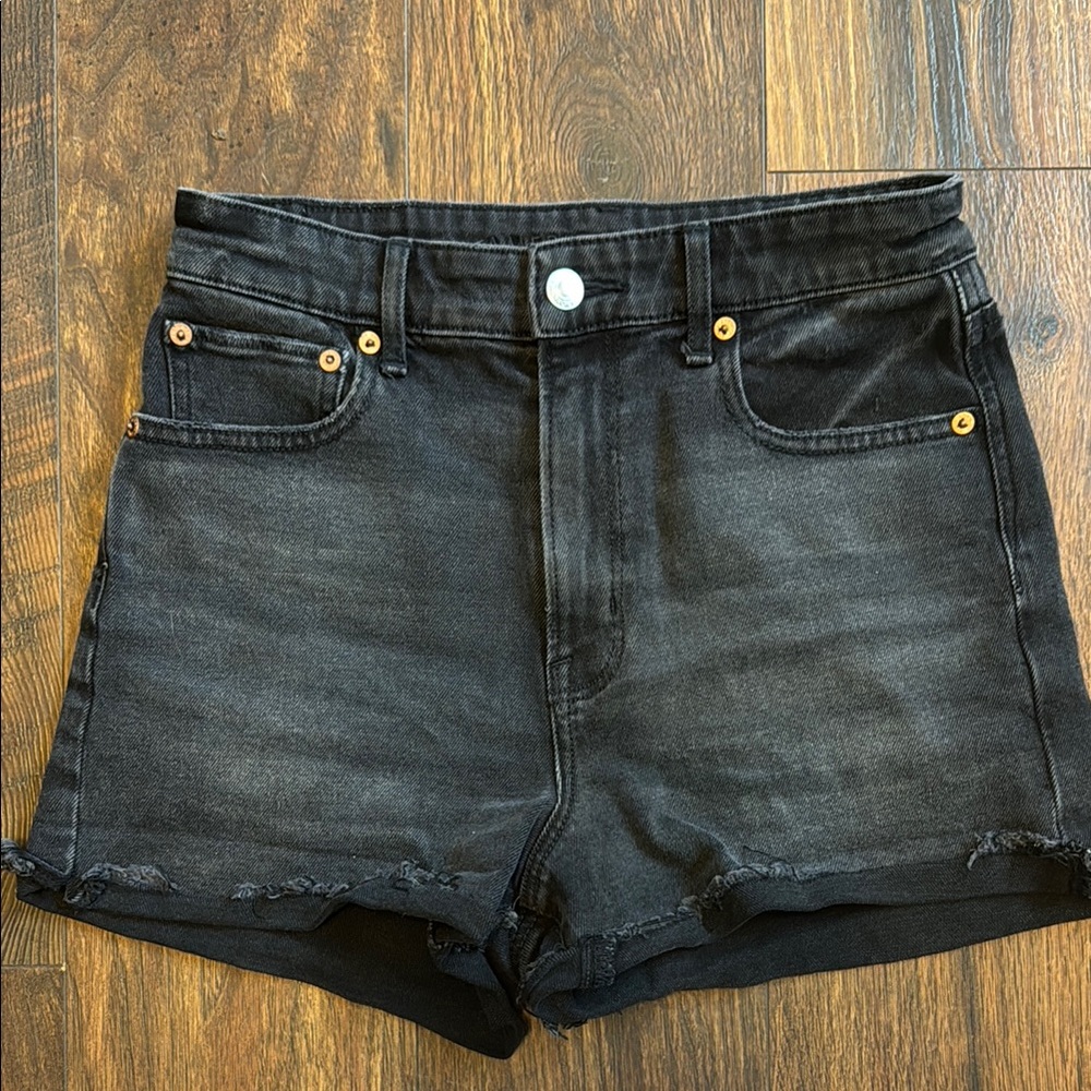 American Eagle Outfitters Black Jean Shorts High-Waisted Cuffed - Size 2